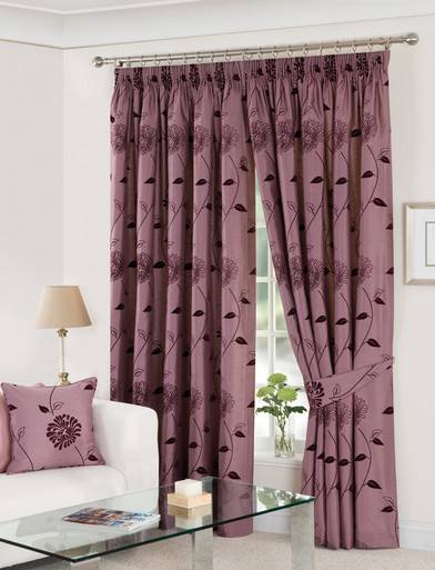 Carnation Damson Ready Made Curtains