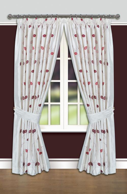 Leaf Trail Burgandy Ready Made Curtains