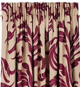 Trailing Leaf Pencil Pleat Curtains